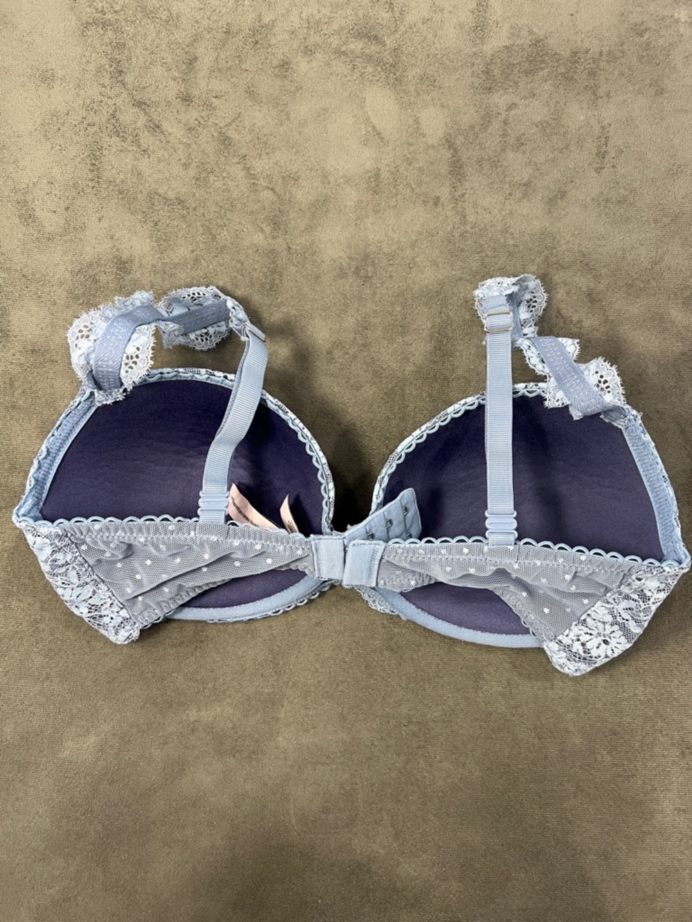 Victoria's Secret Dusty Blue Lace Dream Angels Lined Demi Push-Up Bra 32DDD - Picture 7 of 12